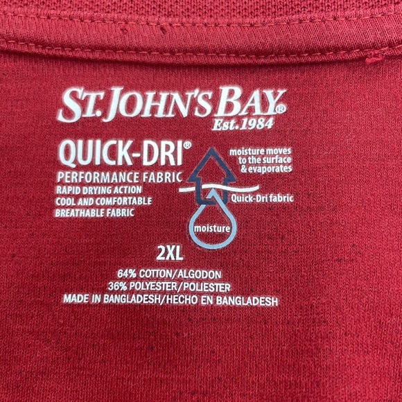 St. John’s Bay Men’s Polo Shirt Short Sleeves 2XL Maroon & Red Diamond Pattern - Picture 11 of 15